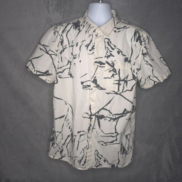 The North Face Mens XL Short Sleeve Button-Up Shirt First Trail Pattern Hiking - Picture 2 of 5
